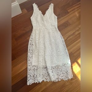 ASTR The Label White Lace Midi Dress